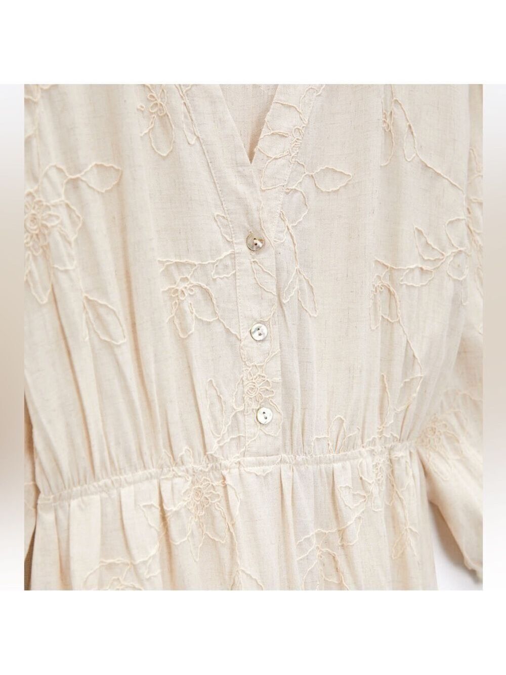 Embroidered LINEN BLEND DRESS - Picture 7 of 8